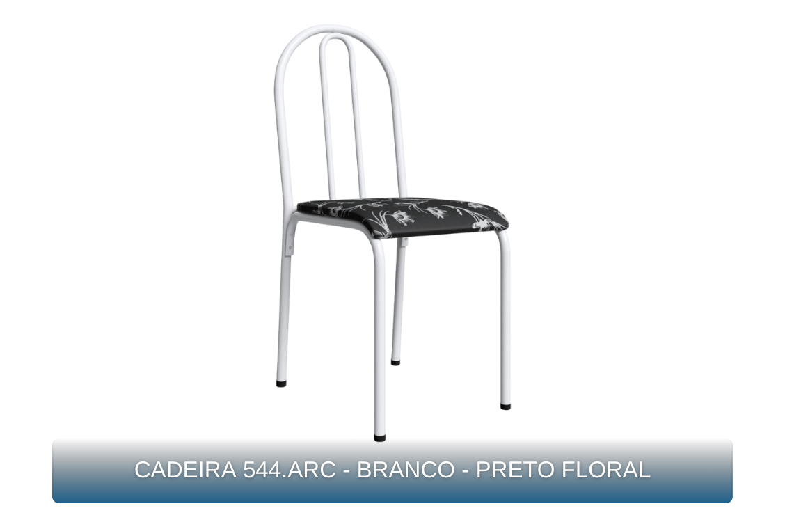 CADEIRA 544.ARC - BRANCO - PRETO FLORAL - MBM Decor