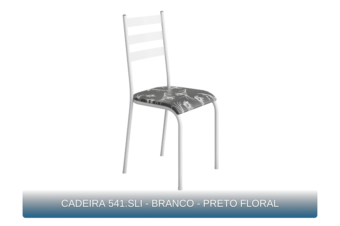CADEIRA 541.SLI - BRANCO - PRETO FLORAL - MBM Decor
