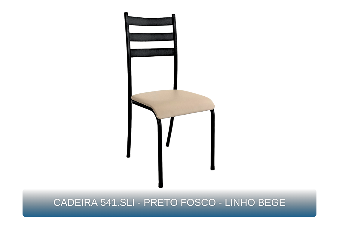 CADEIRA 541.SLI - PRETO FOSCO - LINHO BEGE - MBM Decor