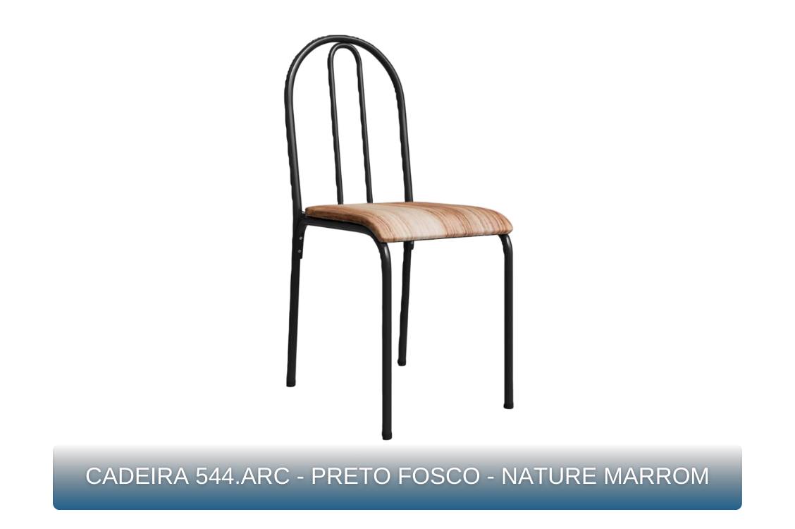 CADEIRA 544.ARC - PRETO FOSCO - NATURE MARROM - MBM Decor