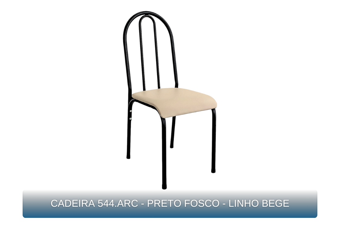 CADEIRA 544.ARC - PRETO FOSCO - LINHO BEGE - MBM Decor