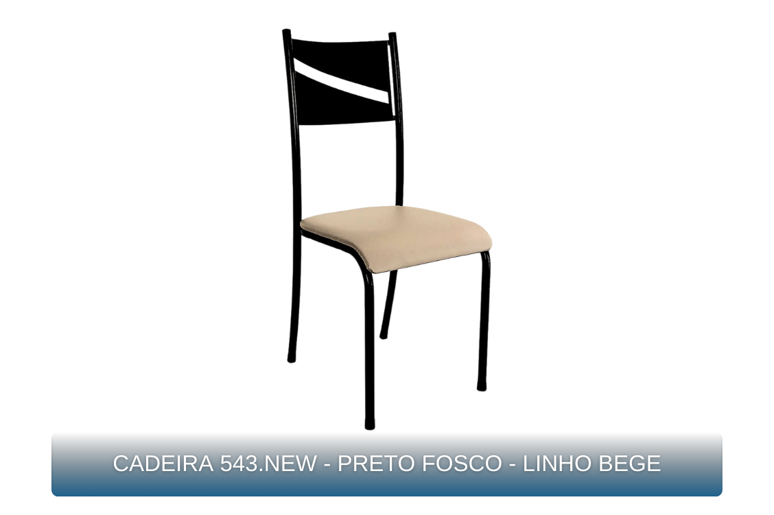 CADEIRA 543.NEW - PRETO FOSCO - LINHO BEGE - MBM Decor