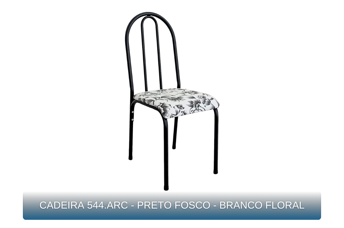 CADEIRA 544.ARC - PRETO FOSCO - BRANCO FLORAL - MBM Decor
