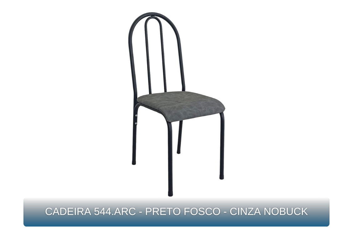 CADEIRA 544.ARC - PRETO FOSCO - CINZA NOBUCK - MBM Decor