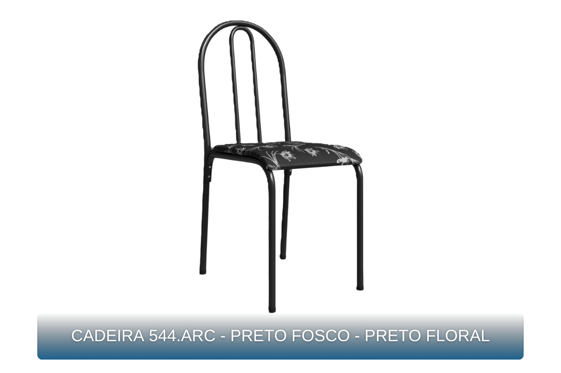 CADEIRA 544.ARC - PRETO FOSCO - PRETO FLORAL - MBM Decor