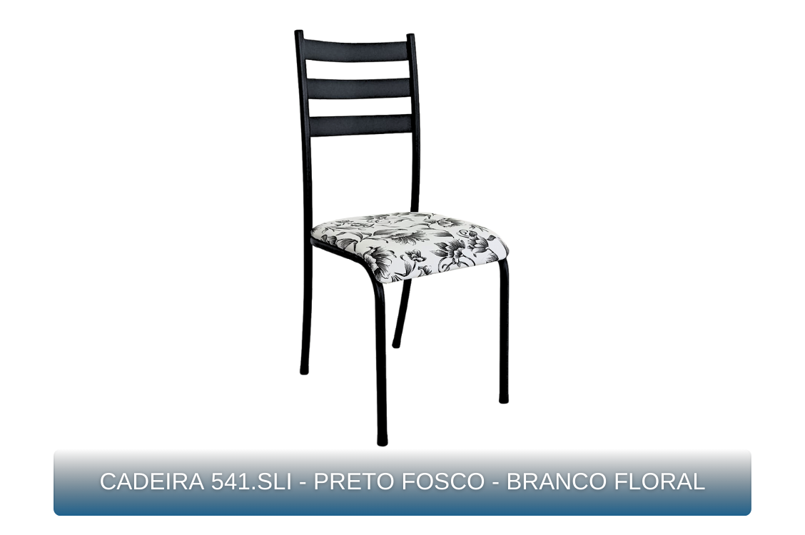 CADEIRA 541.SLI - PRETO FOSCO - BRANCO FLORAL - MBM Decor