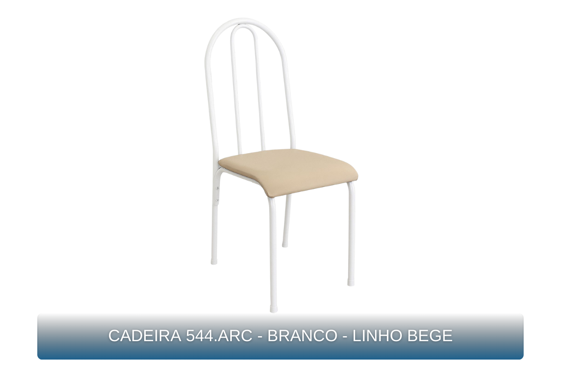 CADEIRA 544.ARC - BRANCO - LINHO BEGE - MBM Decor