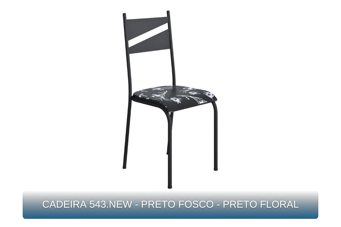 CADEIRA 543.NEW - PRETO FOSCO - PRETO FLORAL - MBM Decor