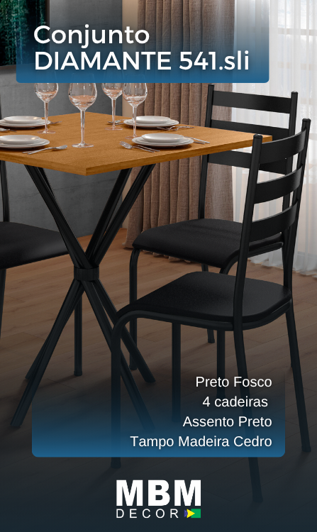 CONJUNTO DIAMANTE 541.sli - PRETO FOSCO - – 4 CADEIRAS – PRETO – TAMPO MADEIRA CEDRO.png