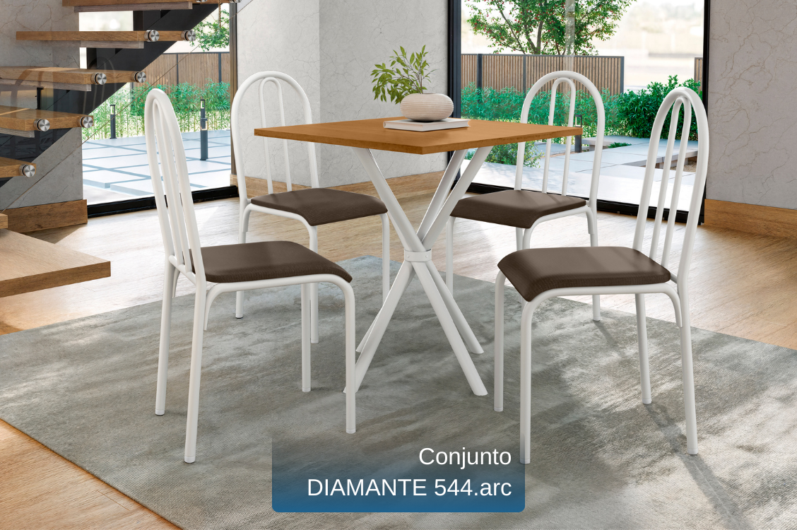 CONJUNTO MESA DIAMANTE - CEDRO + 4 CADEIRAS 544.arc - MARROM - BRANCO.png