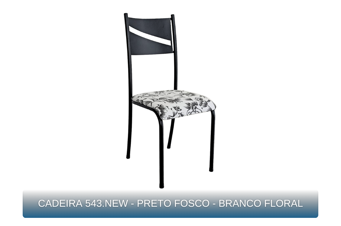 CADEIRA 543.NEW - PRETO FOSCO - BRANCO FLORAL - MBM Decor